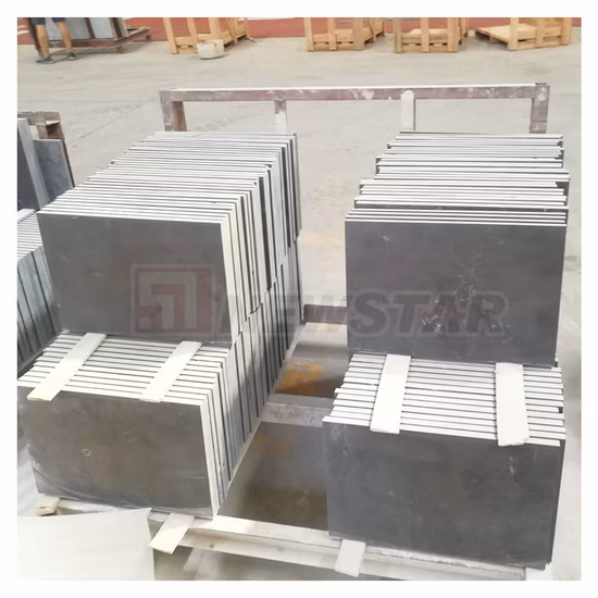 Pedra natural azul calcário padrão francês mármore preto inflamado calcário bluestone pedra preta paver